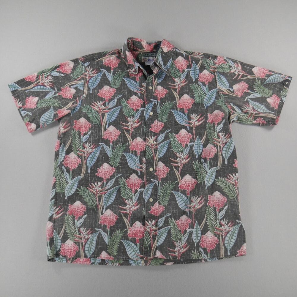 Vintage 90s Reyn Spooner Floral Hawaiian Shirt Button Down Mens XL Short Sleeve